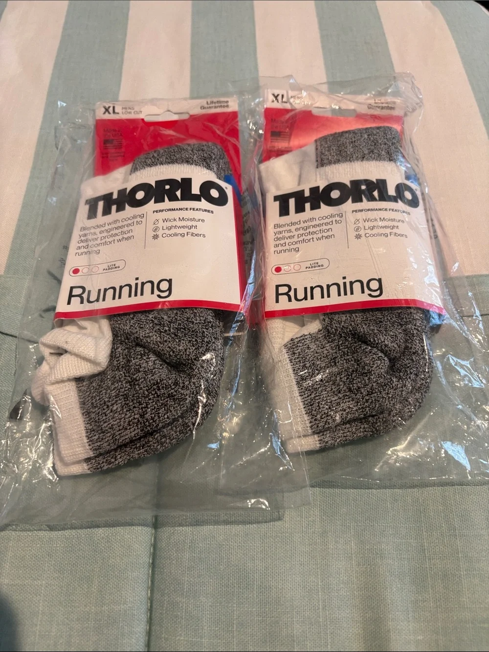 Thoro Performance Running lite Cushioned Socks - White & Gray